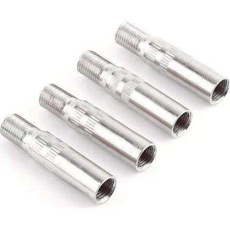 4 pcs Adaptateur extension capuchon de valve, valve à vis tige roue pneu prolongateur adaptateur voiture camion van caravane, argent (1/5)