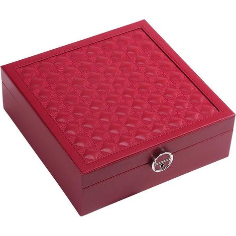 Boîte rangement bijoux PU grande capacité, Avec miroir et petite boîte amovible (1/3)