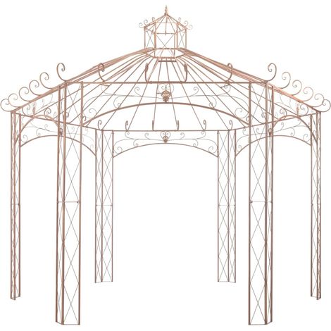 vidaXL Pavillon de jardin Marron antique 4 m Fer
