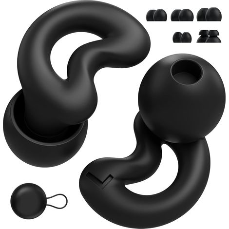 Tappi auricolari riutilizzabili in silicone per dormire su un fianco, riduzione del rumore fino a 40 dB, con 5 diverse punte per russare e per alleviare i rumori notturni. (1/5)