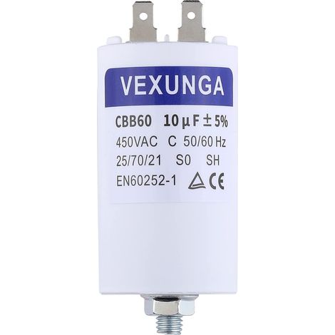 Condensateur Demarrage Moteur 10uF 450V CBB60 Condensateurs de Démarrage 10 MFD 450 Volt 40x70MM Connecteur M8 10 µF 50/60Hz pour Pompe Piscine (1/5)