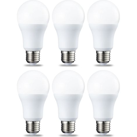 Lot de 6 ampoules LED Culot Edison à vis E27 12 W (équivalent 120 W) Blanc froid Intensité non variable