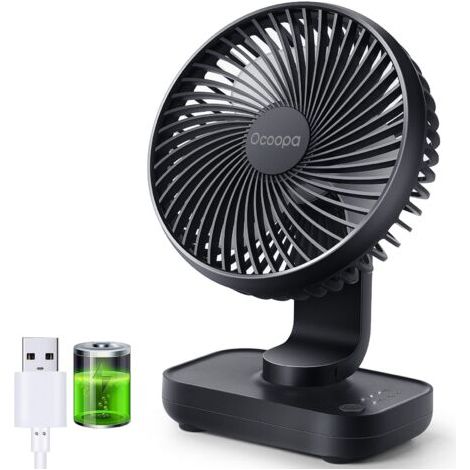 Ventilateur Rechargeable USB, 4000mAh Batterie Petit Ventilateur Bureau de Table Puissant, 4 Vitesses, Mini Ventilateur Portable Détachable - Pour Maison, Chambre, Bureau, Extérieur (1/5)