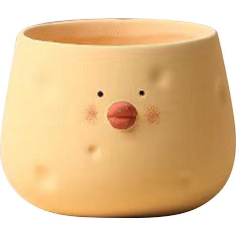 Cute ceramic flower pot, cartoon chick planter, succulent for indoor and outdoor use, home garden decoration, yellow bowl shape (1/5)