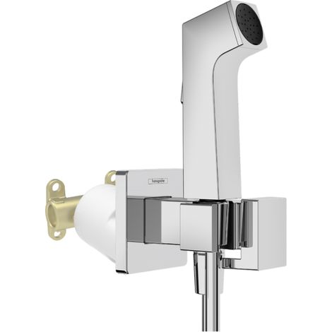 Douchette WC HANSGROHE EcoSmart E avec robinet d'arret et corps d'encastrement Chromé
