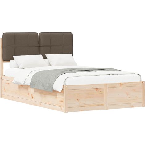 Bettgestell mit gepolstertem Kopfteil Taupe 120 x 190 cm vidaXL