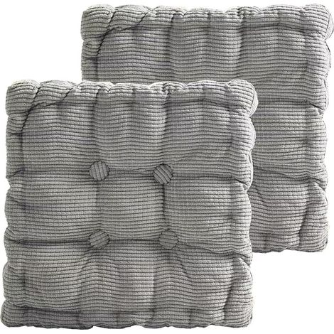 Coussin de siège pour extérieur, lot de 2 coussins de chaise 40x40cm, coussins de sol épais, coussin de siège pour banc et chaise de jardin (carré, gris clair, 40 x 40 cm) (1/5)