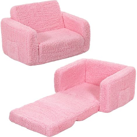Canapé-lit pliable 2 en 1 pour enfants, fauteuil-lit pliable pour enfants, canapé pour chambre et salle de jeux(Rosa)