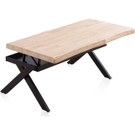 Mesa de centro elevable Xena Fit Negro - Roble 60cm (ancho) x 62cm (alto) (1/5)