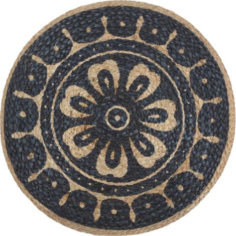 Pouf fait à la main Bleu 45 x 30 cm Jute (1/3)