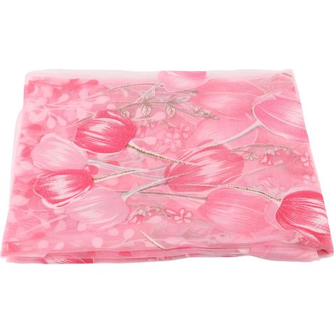 Voile imprimé tulipe 100x200 cm, rideau transparent pour fenêtre et balcon, décoration rose (1/5)