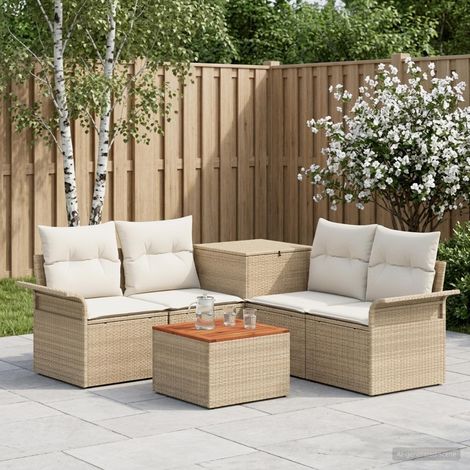 vidaXL Juego de Sofá 6 uds. 4-Número de plazas Beige y blanco crema (1/5)