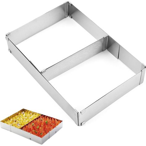 Adjustable Rectangular Frame, Stainless Steel Pastry Frame, Rectangular Cake Mould for Small and Large Cakes and Pies (1/5)