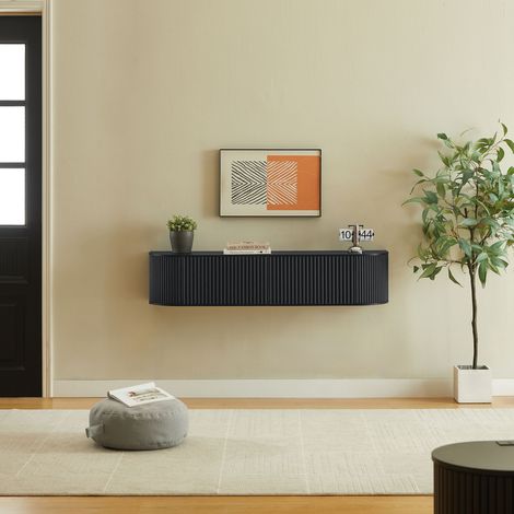 Meuble TV suspendu, longueur 140 cm, grand espace de rangement avec passage de câbles, meuble TV moderne adapté aux téléviseurs de 43 à 65 pouces, polyvalent et pouvant être associé à de nombreux meub (1/5)