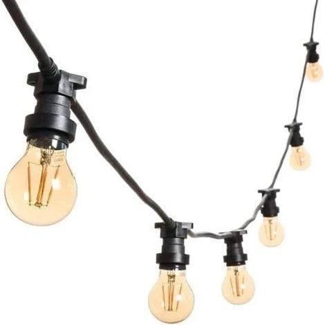 Catena Stringa NERA luminosa 5mt prolungabile 10 Lampade LED e27 luce CALDA ip44 (1/5)