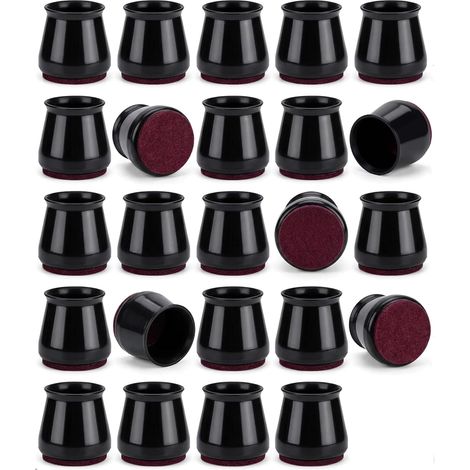 24 embouts ronds pour pieds de chaise, en silicone avec doublure feutr (1/5)