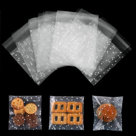 200 bolsas de celofán autoadhesivas transparentes para galletas, bolsas de plástico para dulces, ideales para panadería, galletas, golosinas, joyería, jabones, tarjetas y postres (10 × 10 cm). (1/5)