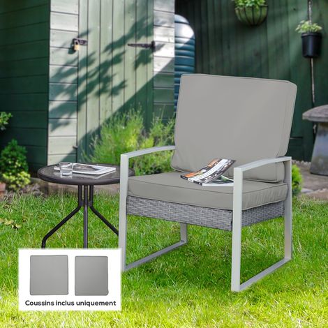 Juego de 2 cojines para silla, cojines de asiento extraíbles, cojines acolchados, rellenos de espuma de poliéster, color gris claro.