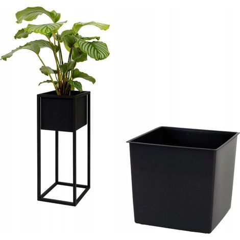 Schwarzer Kunststoff-Blumentopfeinsatz im Loft-Stil, 19x19x17