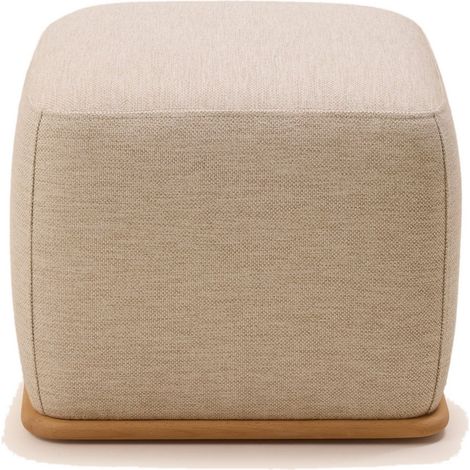 Pouf en Bois et tissu chiné naturel Cosmo ARNEL (1/4)