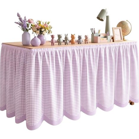 Jupe De Table Classe Nappe Décorative À Carreaux À Volants 183 cm Jupe Cache-Table Idéal Bureau Classe École Fêtes Festivals Campus Événements Installation (1/5)