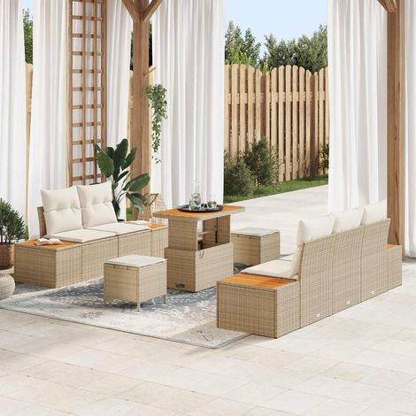 vidaXL Conjunto de sofás de jardín 8 uds. 7-Número de plazas (1/5)