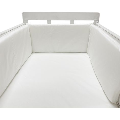 Tour de lit bébé (blanc), barrière de lit bébé en coton pour nouveau-né, rembourrage doux tissé, tour de lit bébé (1/5)