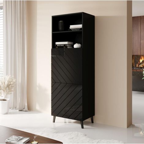Armoire de salon design noire 60 cm Yaka (1/3)