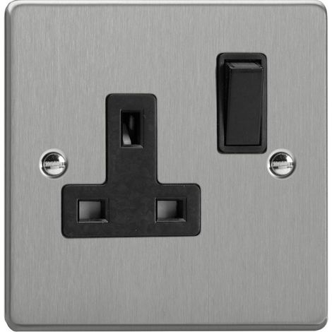 Varilight 1-Gang 13A Double-Pole Switched Socket Brushed Silver