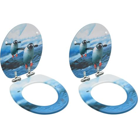 Set due sedili copriwater con chiusura rallentata MDF pinguini 020002983