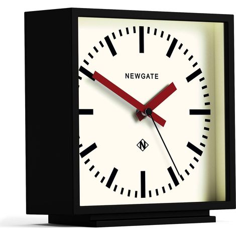 Amp Horloge de Bureau Conception carrée d’Horloge de Station Boîtier Noir à Aiguilles Rouges Style Moderne pour Bureau, Plateau, cheminée, étagère ou Table de Chevet (1/5)