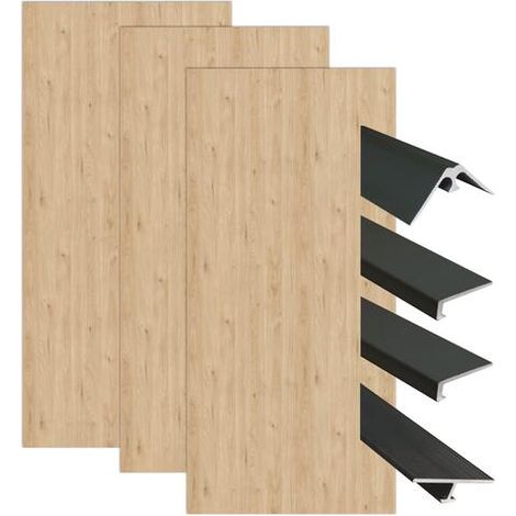 ONDEE - Kit instalación paneles murales esquina FLORA madera 200cm perfil negro (1/4)