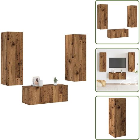 vidaXL Meubles TV muraux 3 pcs vieux bois bois d'ingénierie