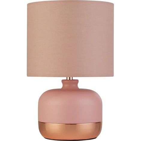 [NEUWERTIG] B-Ware Searchlight Tischleuchte Lampe Tamsin Textil Metall Pink Schalter 27 Cm E14 Led