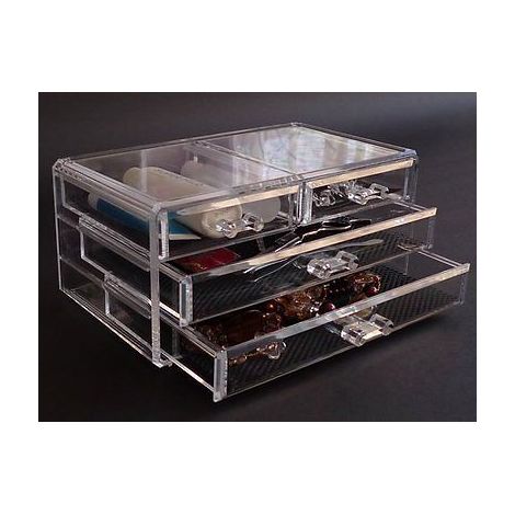 COSMETIC ORGANIZER PORTA COSMETICI ORGANIZZATORE ESPOSITORE MAKE UP TRUCCHI 4cas