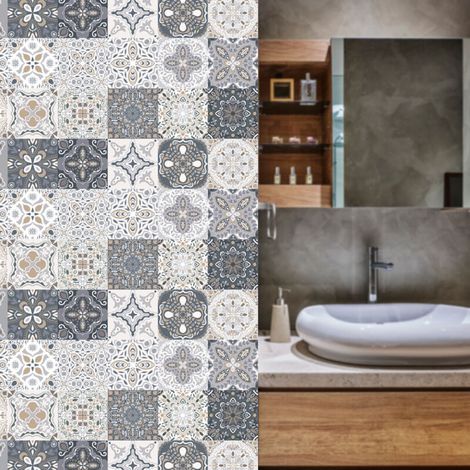 Stickers muraux gris pour carrelage, 15x15cm, 24 pièces, pour cuisine, salon, salle de bain, décoration intérieure, stickers adhésifs pour carrelage. (1/5)