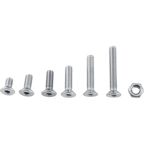 Viti a testa cilindrica con esagono incassato in acciaio inossidabile A2 M3 con dadi esagonali, assortimento (testa piatta) (1/5)