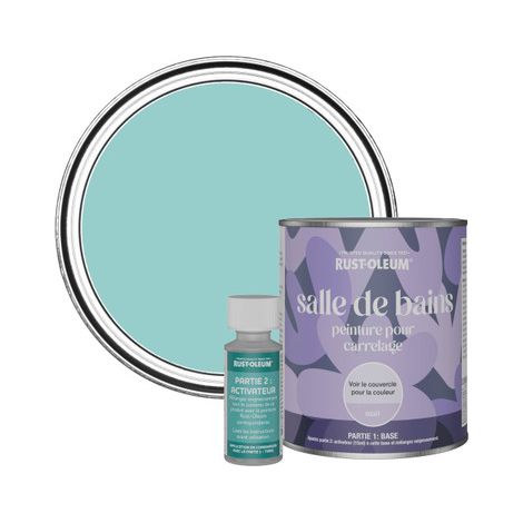 Peinture pour Carrelage de Salle de Bain, Finition Mate - Bleu-vert 750ml (1/3)