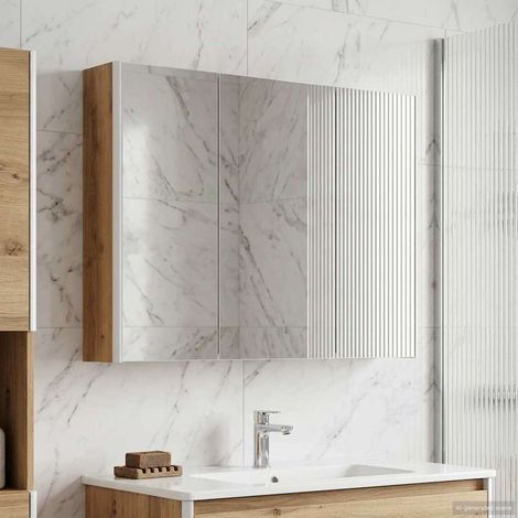 vidaXL Mobiletto per specchio da bagno Rovere Artigianale