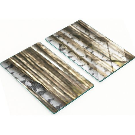 Set Küchenbretter aus gehärtetem Glas mit Birkenmuster, 2 x 30 x 52 cm (1/5)