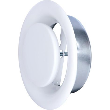 Bouche d'Extraction VMC Réglable Ronde 125 mm - Acier Blanc Laqué - Haute Qualité - VMC Simple Flux - VMC Double Flux - Plafond ou Mur - Conduit DN125 (1/4)