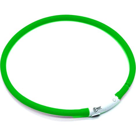 Collier LED pour chiens et chats, rechargeable par USB - Collier de sécurité ajustable - 3 modes d'éclairage, 12 lumières - Vert (1/5)