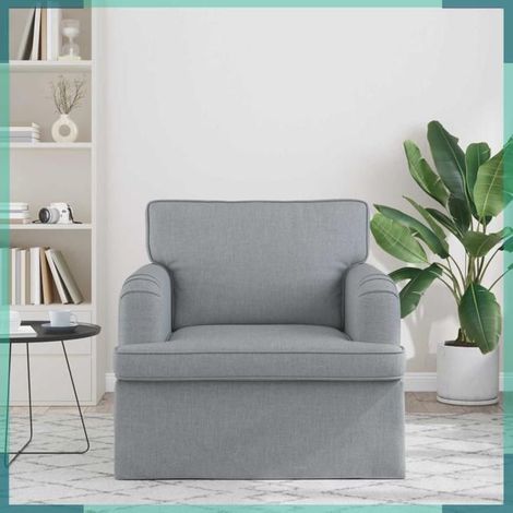 Canapé - 42024476 - Gris clair - Tissu - Cadre métal 84x80x85 cm (1/5)