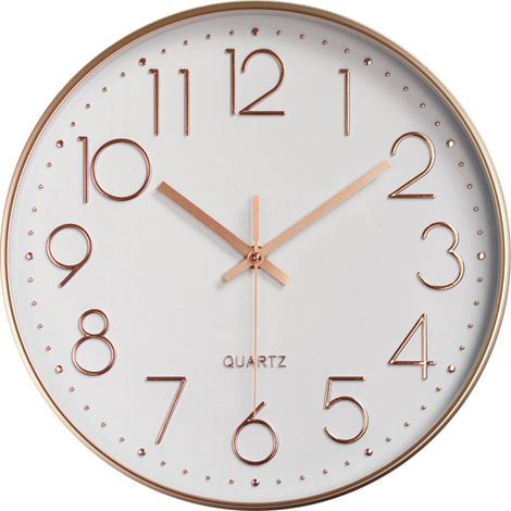30 cm große 3D-Wanduhr mit modernem roségoldenem Zifferndesign, geräuschlos, ohne Ticken, gut ablesbar, dekorativ für Küche, Schlafzimmer und Büro
