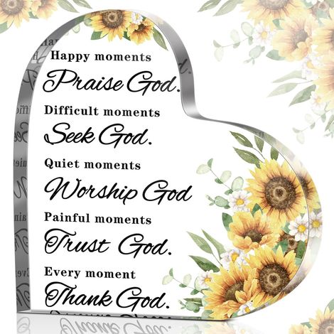 Plaque cœur acrylique de Noël avec versets bibliques et citations inspirantes Cadeau chrétien pour femme, prière et louange Décoration maison, bureau, table et étagère (1/5)