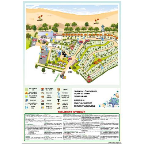 PANNEAU PLAN DE CAMPING A PERSONNALISER (H0503) - Adhésif - 75 x 105 mm (1/2)