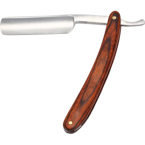 Navaja de afeitar plegable antigua para hombre, de corte recto, fabricada en acero al carbono, estilo retro, con mango de madera de peral, para afeitar la barba y el cuello.