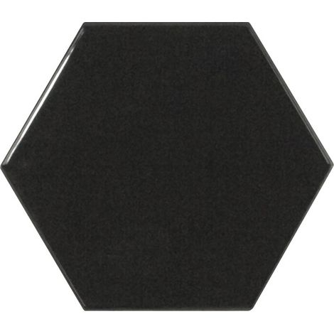 Carrelage mur hexagonal uni noir 12,4x10,7 cm SCALE HEXAGONE BLACK  (vendu par boite de 0,61m2) (1/2)