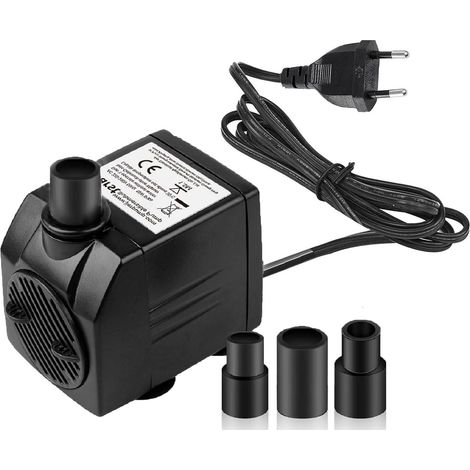 Mini Pompe Fontaine a Eau Submersible 600L/H 12W avec Cable 1,83m 3 Buses, Silencieuse pour de Table, Chat, Aquarium, Bassin Poisson, Statue, Animaux, Hydroponique (1/5)