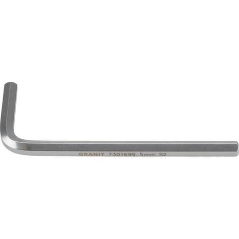Llave Allen de cabeza hexagonal corta, acero S2, 5 mm, 85 mm (1/2)